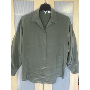 Vintage Dorman Silk Top Blouse M Green Women's Classic Party Luxury Career